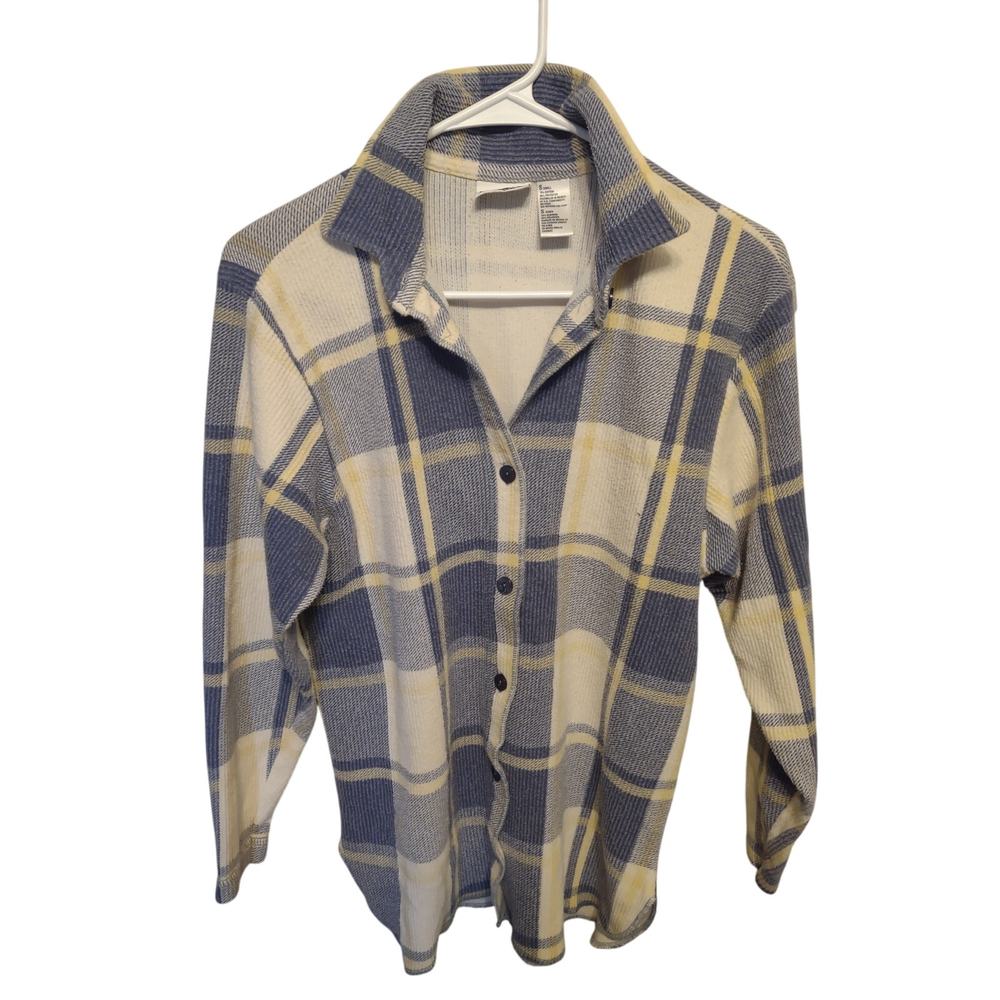 VTGY2K Basic Editions‎ Ribbed Button Up Shirt Small Grunge Classic Casual Preppy